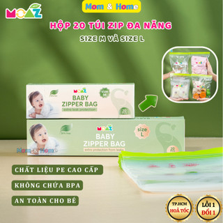 Hộp 20 Túi Zip MOAZ ECO Chất Liệu PE Cao Cấp Không BPA, Đa Năng Tiện Lợi Đựng Đồ Bỉm Sữa, Đi Du Lịch