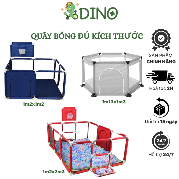 Quây Cũi Kiêm Nhà Bóng Cho Bé Cao Cấp đủ kích thước DINO STORE
