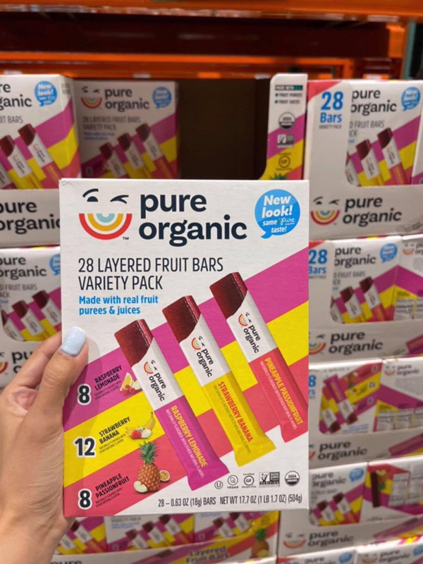 🍋🍓🍌🍍 BÁNH TRÁI CÂY NGUYÊN CHẤT HỮU CƠ MIX 3 VỊ CỦA MỸ PURE ORGANIC LAYERED FRUIT BARS HỘP 28 THANH x