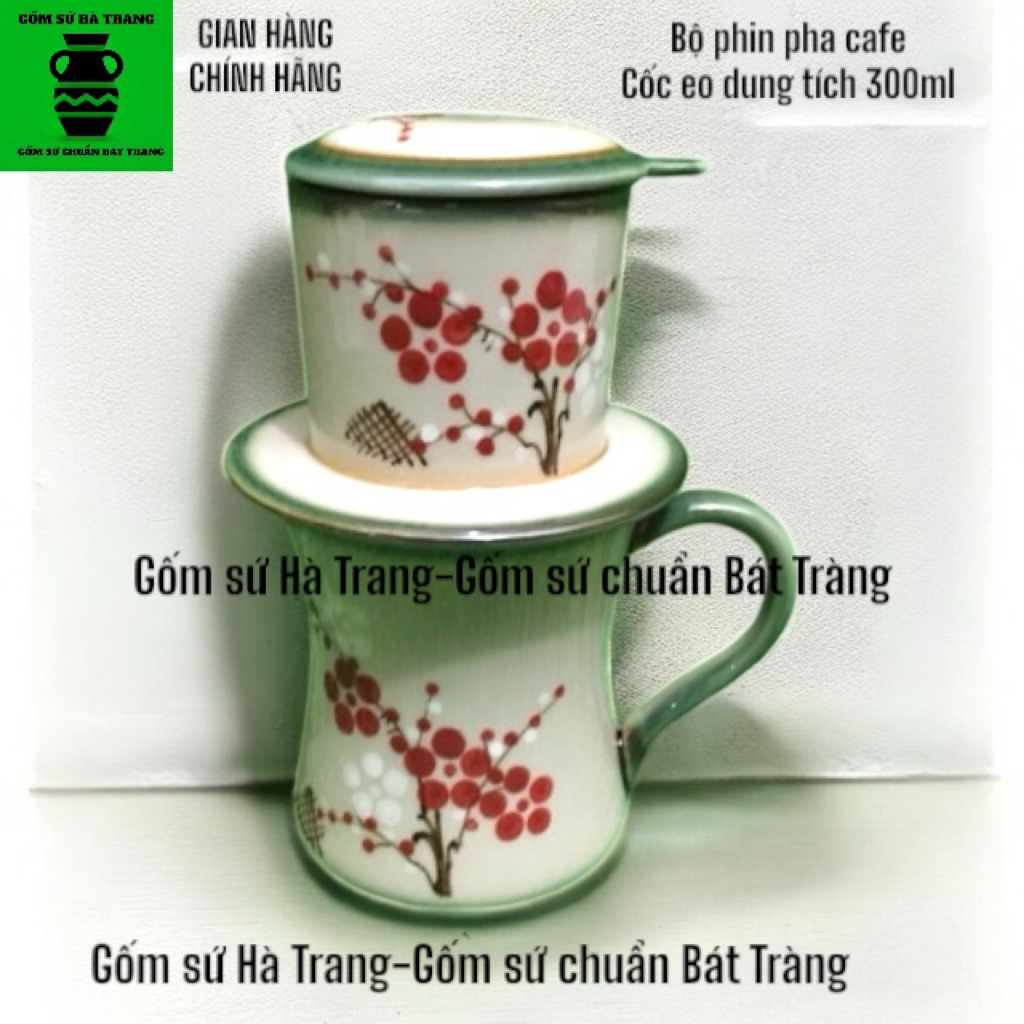 Phin pha cafe vẽ hoa đỏ