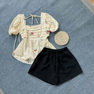 Set Bộ Bigsize Nữ Đi Chơi Mùa Hè Áo Kiểu Babydoll Họa Tiết Kèm Quần Đùi Năng Động - SET55