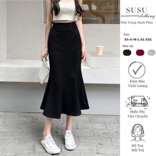  Chân váy đuôi cá 2 lớp có lót cao cấp lưng cao dáng dài midi ghép 8 mảnh trẻ trung Đuôi cá 85 Susuclothing 