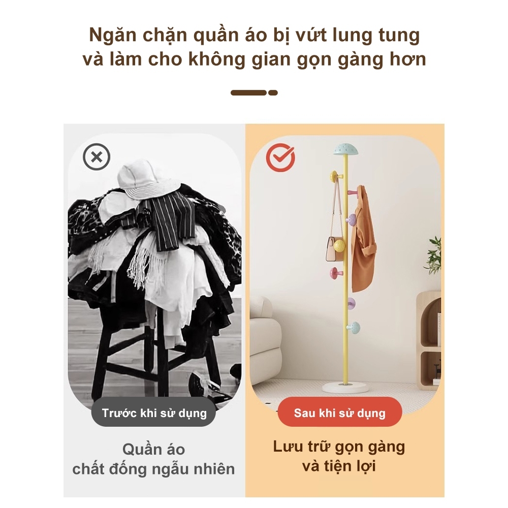 𝑻𝒓𝒐𝒚 Cây Treo Quần Áo Hình Nấm Dễ Thương Hoạt Hình Giá treo quần áo đứng chất Móc Treo Đa Năng | BigBuy360 - bigbuy360.vn
