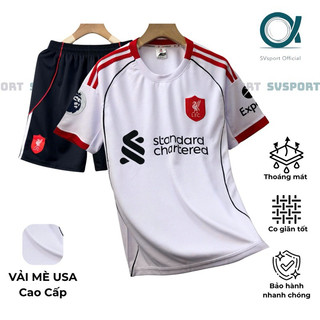 Bộ quần áo bóng đá LIVE TRẮNG VẢI MÈ USA logo THÊU cao cấp loại I Top Sport