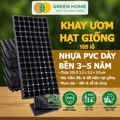 5 Khay Ươm Hạt Giống GreenHome, 105 Lỗ, Thoáng Rễ, Nảy Mầm Cao, Tiết Kiệm Diện Tích Ươm, Độ Bền Cao