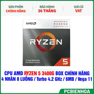  Bộ vi xử lý AMD Ryzen 5 3400G   3.7GHz Boost 4.2GHz   4 nhân 8 luồng   4MB   AM4-36T chính hãng 