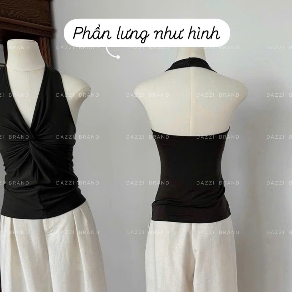 [TẶNG SCRUNCHIES] Áo yếm cổ V xoắn ôm body chất cotton mịn mùa hè Dazzi women A034 | BigBuy360 - bigbuy360.vn
