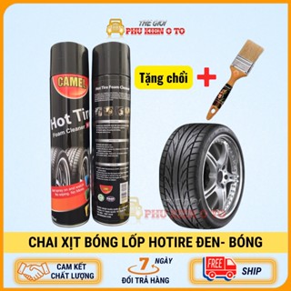 Combo Chai xịt bóng vỏ, làm đen lốp xe và phục hồi nhựa nhám CAMEL HOTTIRE tặng kèm 1 chổi