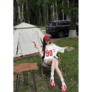 Áo lệch vai 90s vải cotton thoáng mát mặc mùa hè thời trang cao cấp cho nữ basic dễ mix đồ