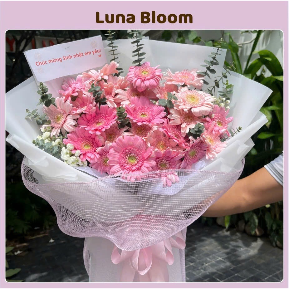 Hoa Tươi // Ship Hỏa Tốc HCM// Bó Hoa Đồng Tiền màu hồng// tùy chọn màu giấy gói, tặng thiệp