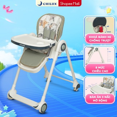 Ghế ăn dặm cho bé cao cấp Chilux Grow D Upgrade - Điều chỉnh độ cao linh hoạt, khoá bánh xe an toàn