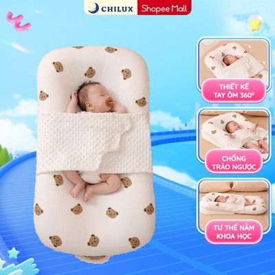 Gối chống trào ngược gấu nâu Chilux - Định hình tư thế nằm khoa học, ngăn ngừa ọc sữa