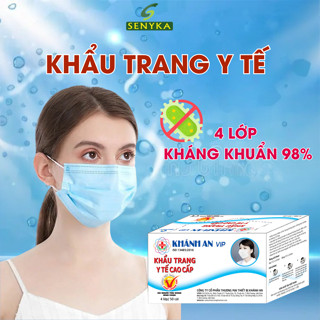 Khẩu trang y tế 4 lớp Khánh An kháng khuẩn chống bụi vải dày dặn, mềm mại, không mùi tiện lợi, hộp 50 chiếc