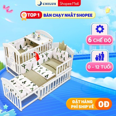 Nôi cũi cho bé sơ sinh đa năng 6 chế độ CHILUX PEACE WHITE - Sử dụng từ 0 đến 12 tuổi