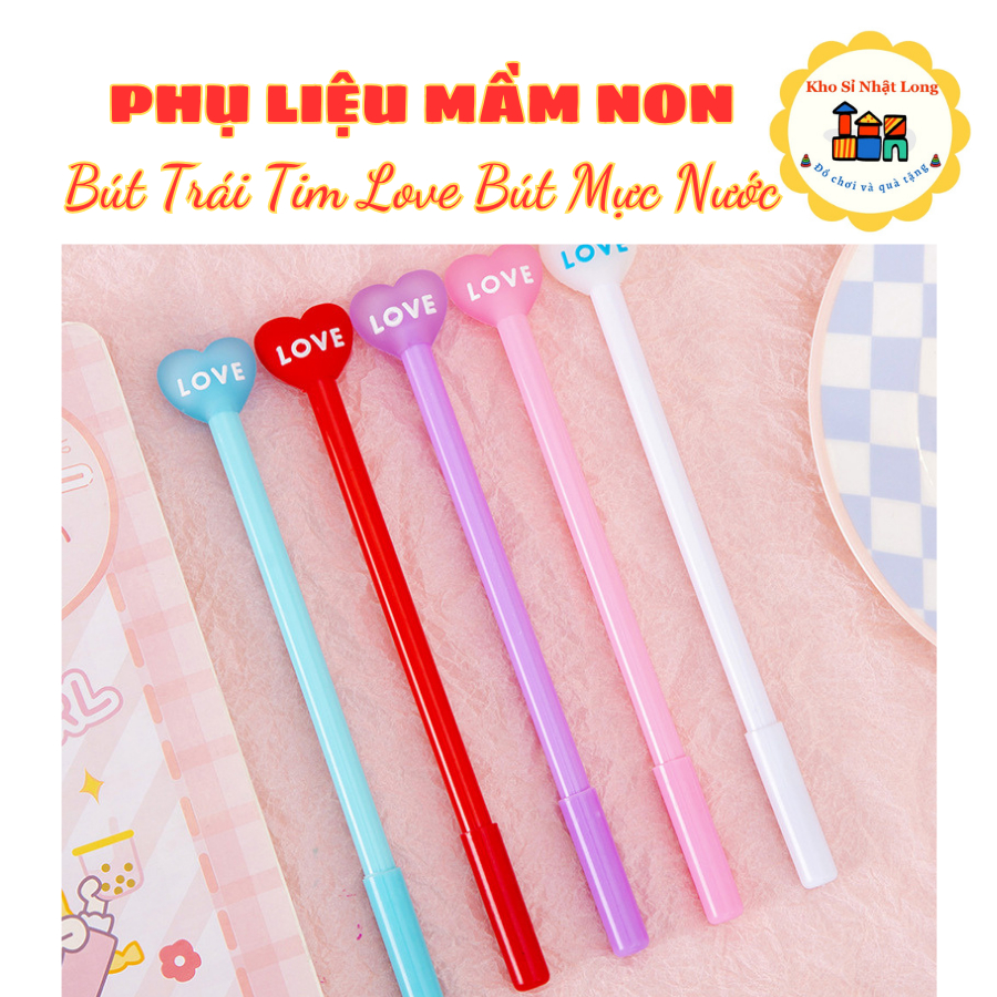 Combo 5 Bút Trái Tim Love, Bút Mực Nước, Bút Nước Mực Màu Đen