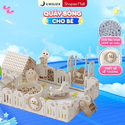 Quây Bóng Nhựa Đa Năng Gấp Gọn CHILUX Q3 - Mẫu Vịt Nâu tích hợp nhiều tiện ích cho trẻ