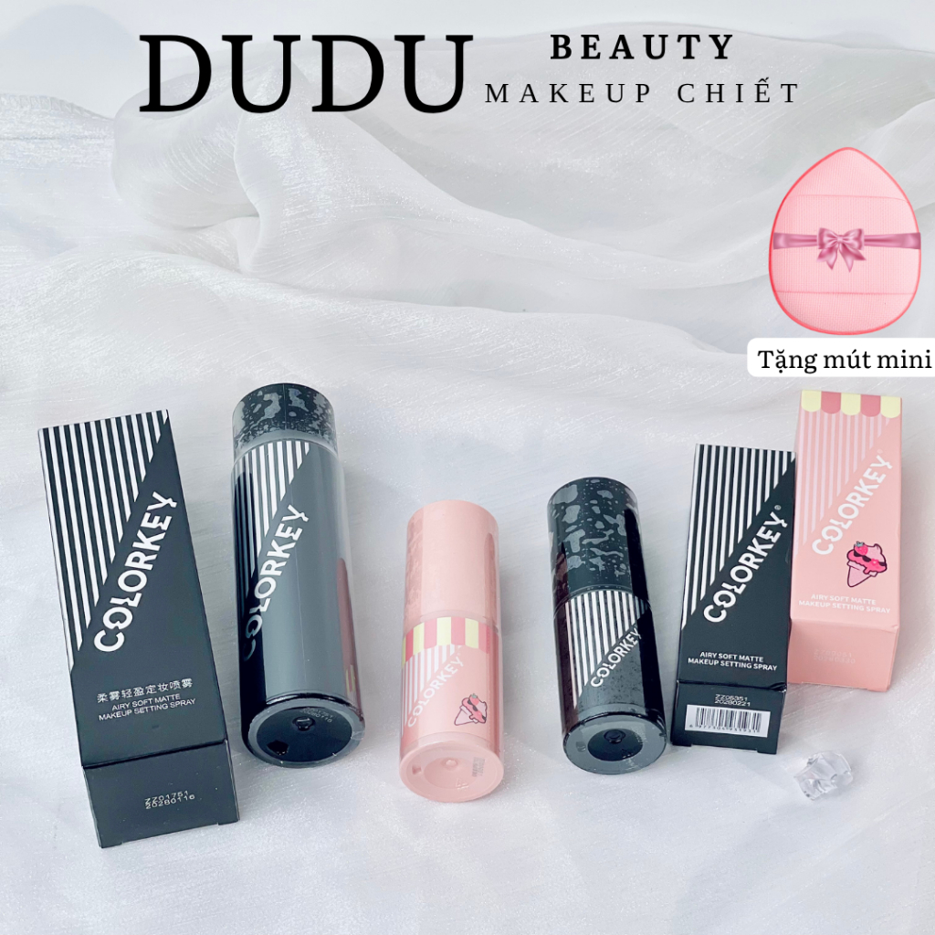 Xịt Khoá Nền Colorkey đen, hồng Airy Soft Matte Makeup Setting Spray, Ice Cream– 100ml