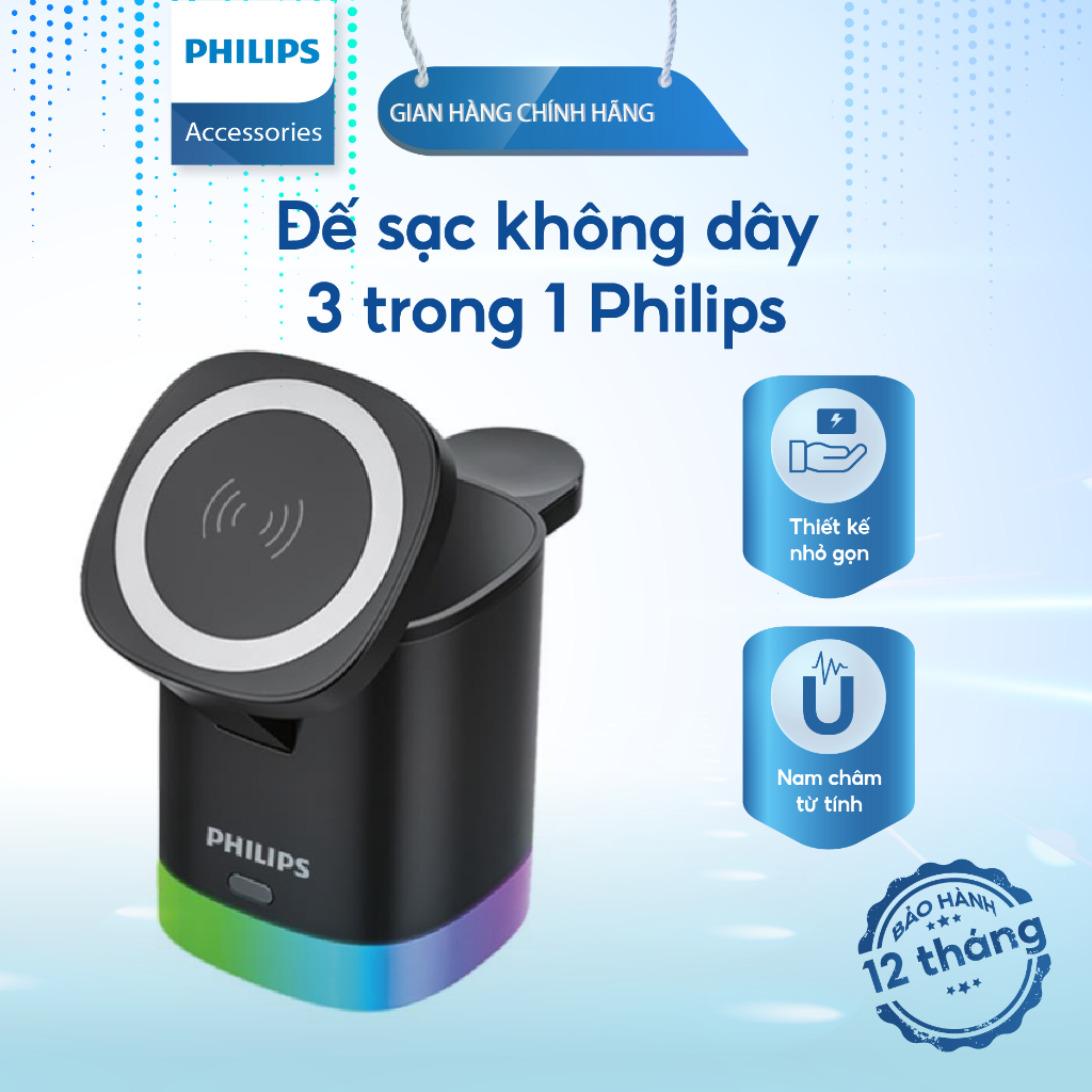 Đế Sạc không dây 3 in 1 Philips Charger stand - DLP8430