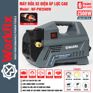 Máy rửa xe áp lực cao WORKFIX WF-PW2500W, Công suất 2500w, Có núm vặn chỉnh áp - Động cơ dây đồng