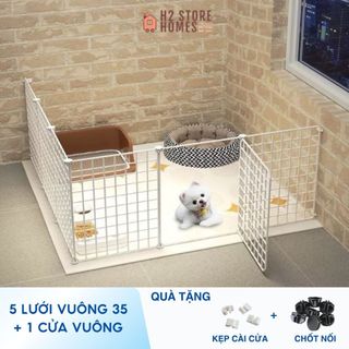  Combo 10 Tấm Lưới Chuồng Quây Chó Mèo + Chốt Gắn – Lắp Ghép Dễ Dàng Bền Chắc 