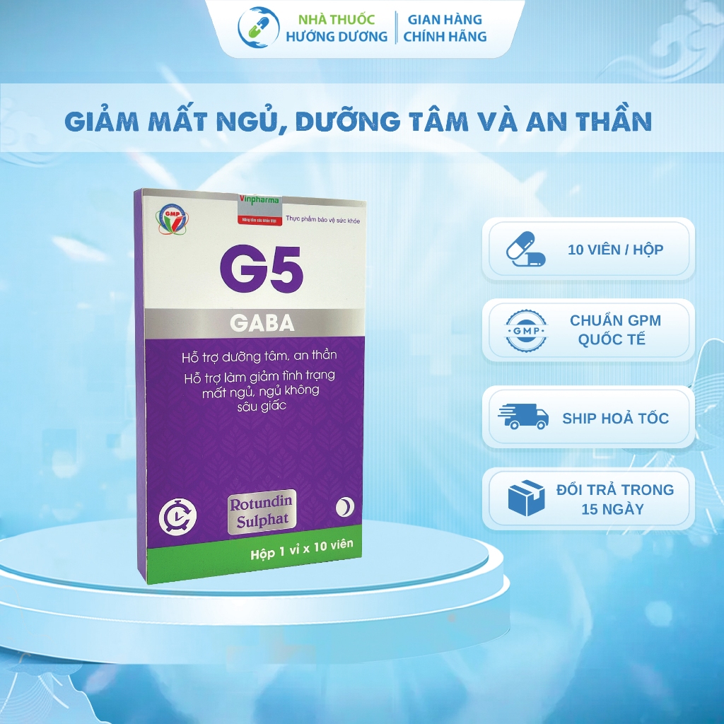 Viên Uống Hỗ Trợ Giảm Tình Trạng Mất Ngủ, Ngủ Không Sâu Giấc, Khó Ngủ G5 GABA HEALTH & AUTOMATIC 10 