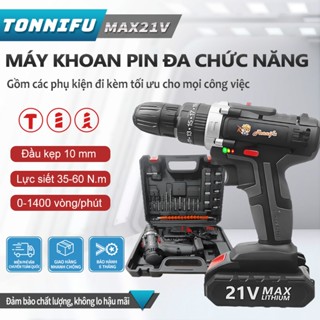 Máy khoan không dây 2105LS - 3 chức năng chức năng có búa, đầu kẹp 10mm, ruột đồng 100%, kèm bộ phụ kiện 24 chi tiết