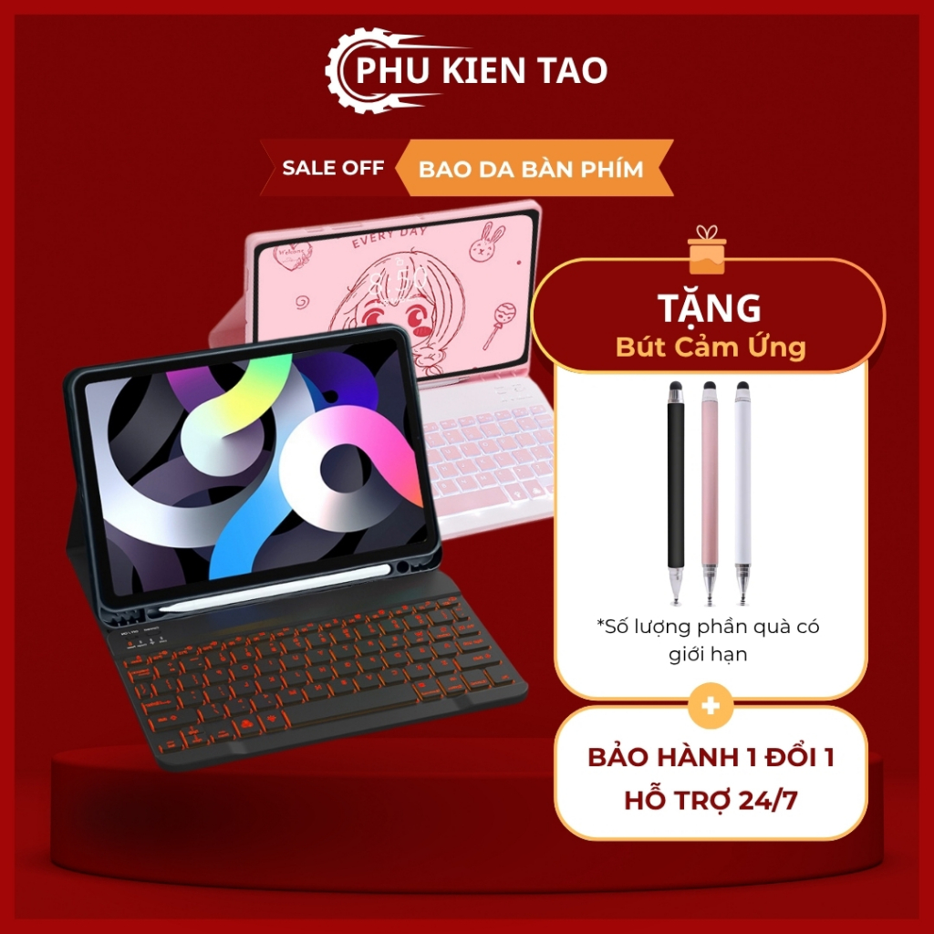 Bao da bàn phím có LED cho SamSung Galaxy Tab S10, S10+ S6 Lite, A7 A8, S8/S7, S8+/S7FE/S7+, S7 FE, 