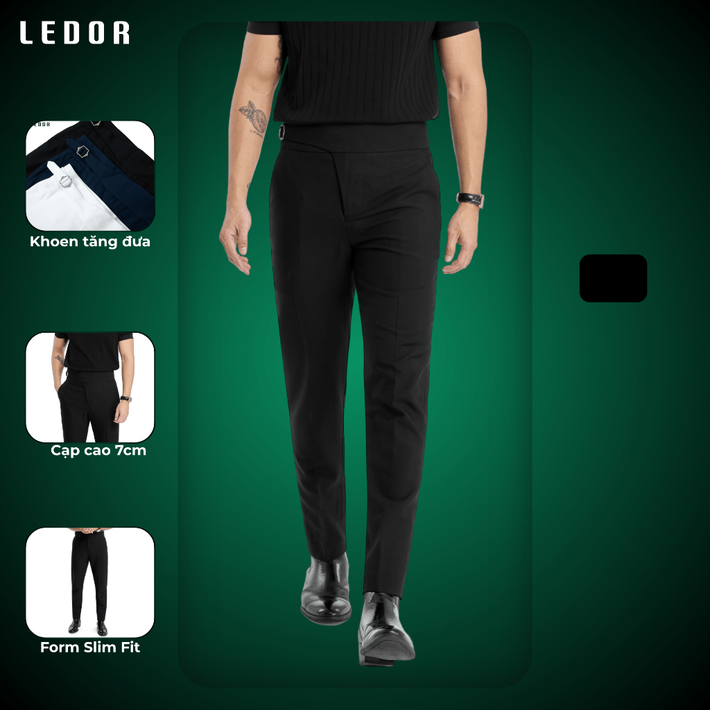 Quần Âu Nam, Quần Tây Sidetab LEDOR cạp cao Premium Season 2 Form Slim-Fit, Năng Động, Thoải Mái