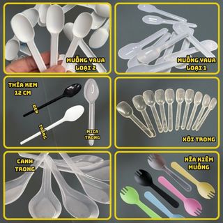 [Sỉ] Bịch 500Gr/200gr/100gr muỗng/ thìa nhựa dùng ăn bánh kem, xôi, yaua, sữa chua, flan, món tráng miệng
