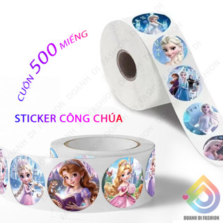 Cuộn 500 Sticker Công Chúa, Nhãn Dán Hoạt Hình, Miếng Dán Anime, Nữ Hoàng Băng Giá, ELSA STICKER