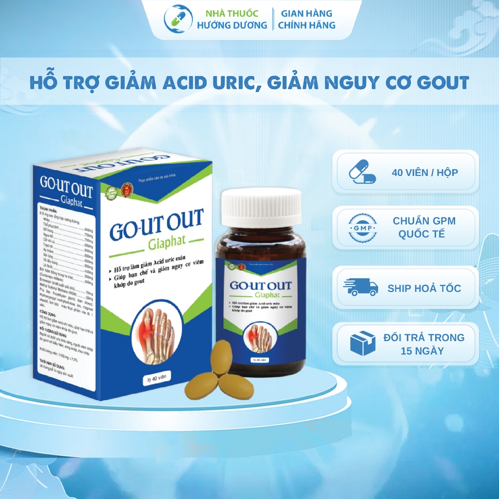 Viên Uống Gout Out Hỗ Trợ Điều Trị Bệnh Gut, Giảm Đau Khớp, Sưng Khớp, Giảm Acid Uric Trong Máu - 40