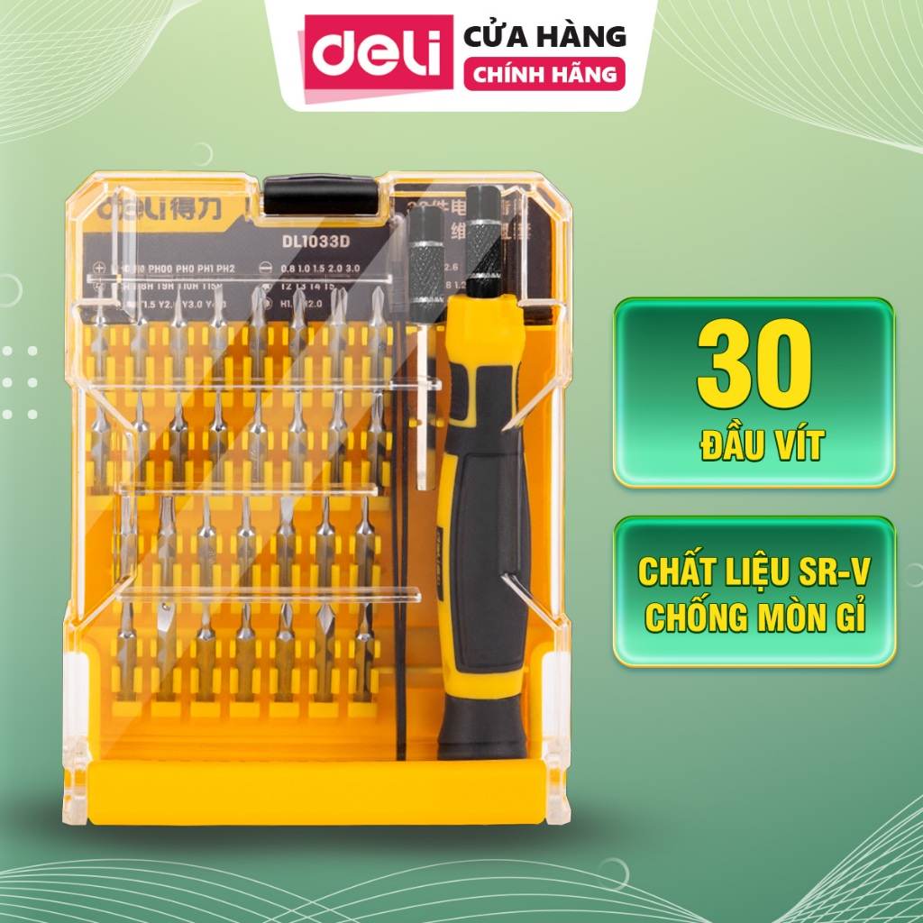 Bộ Tua Vít Sữa Chữa Đa Chức Năng Deli 30 Đầu Tiện Lợi - Hộp Tua Vít Chất Lượng Siêu Bền, Chống Gỉ