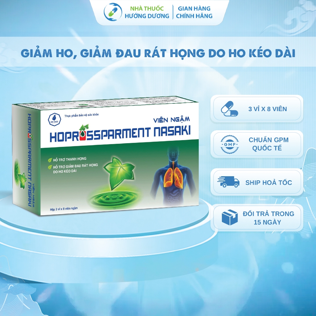 Viên Ngậm Ho PROSSPARMENT NASAKI - Giảm Ho, Viêm Họng, Đau Rát Họng Do Ho Kéo Dài, Giúp Làm Dịu Cổ H