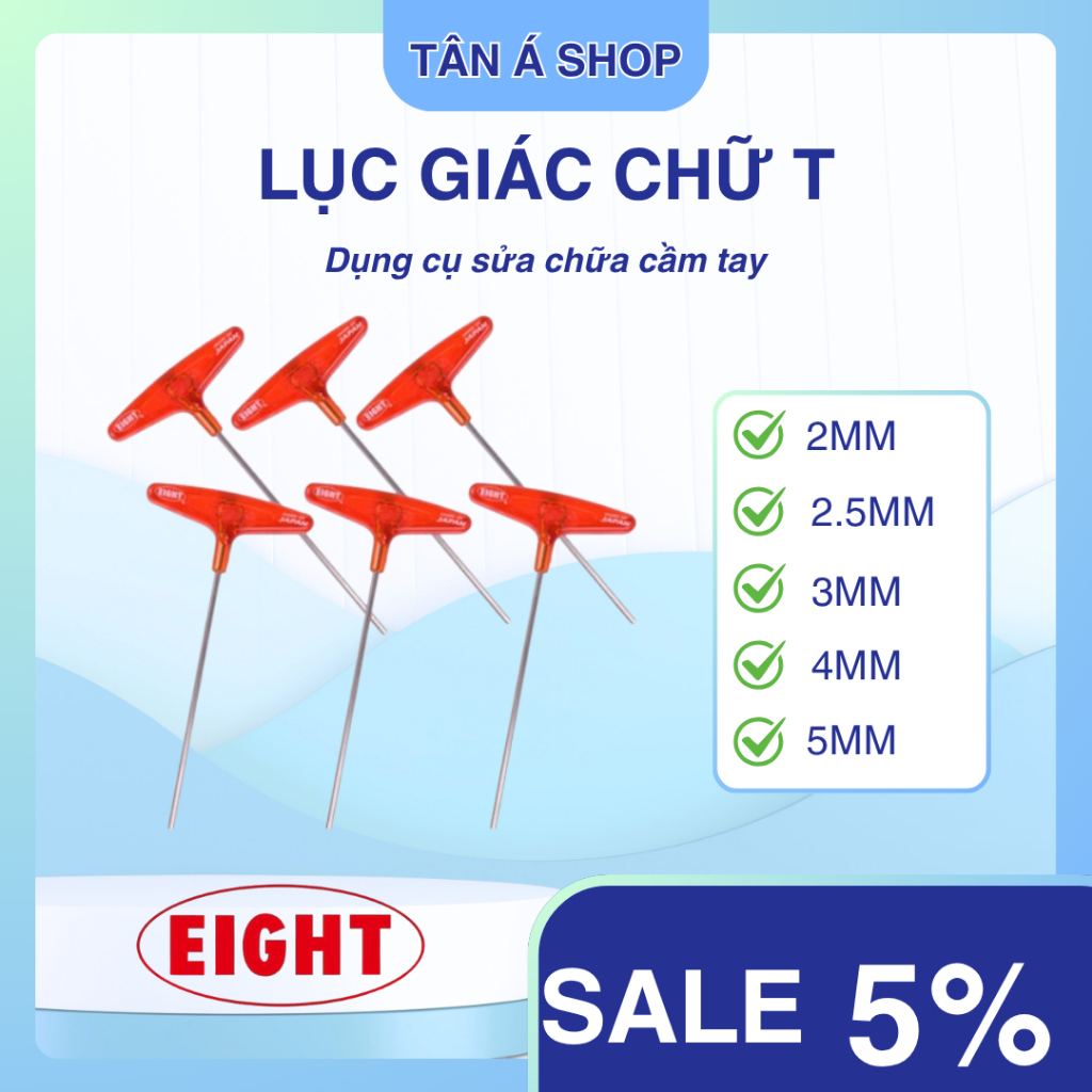 Lục giác chữ T EIGHT 2mm, 2.5mm, 3mm, 4mm, 5mm