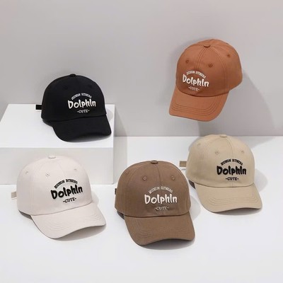 Mũ lưỡi trai cho bé form rộng (có thể tùy chỉnh kích cỡ) in chữ Dolphin vải kaki đứng form cho bé từ 2-10 tuổi MLT03