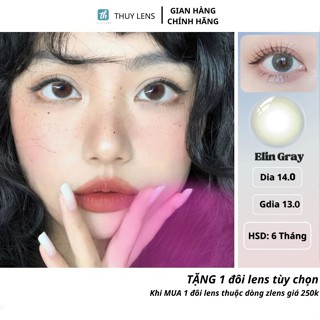   TẶNG KHAY ĐỰNG  Kính áp tròng THÚY LENS cho mắt cận màu xám tây  Zlens Elin Gray độ cận từ 0 - 8 