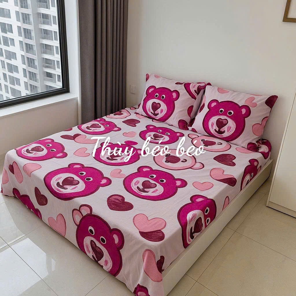 Bộ Ga Gối 3 Món Cotton Poly Gồm 1 Ga 2 Vỏ Gối,Bọc Đệm 2–10cm,Đủ Kích Thước
