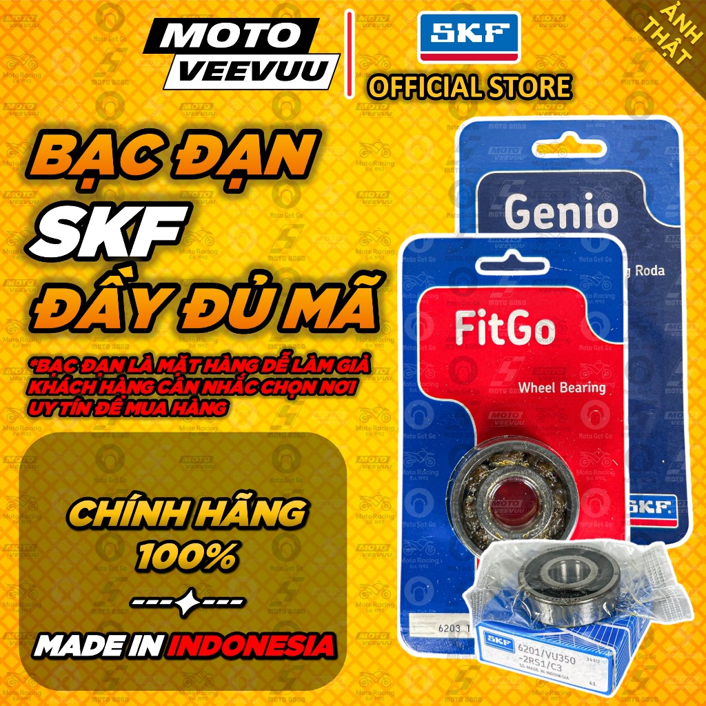 [CHÍNH HÃNG] Bạc đạn vòng bi SKF đủ mã 6002 6201 6202 6203 6300 6301 6004 Indonesia