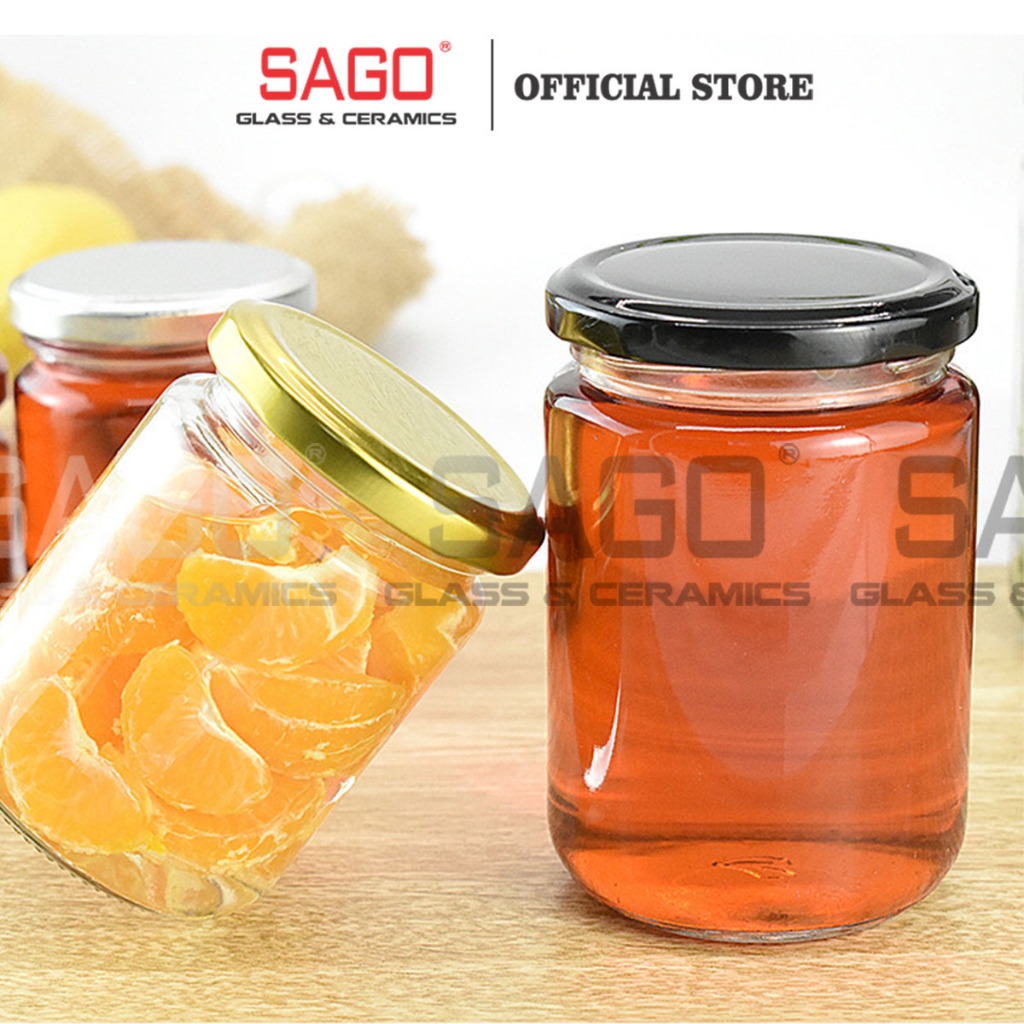 [ Hộp 06 ] Hũ thủy tinh Trụ Tròn 100ml, 220ml, 350ml, 500ml,1000ml nắp thiết