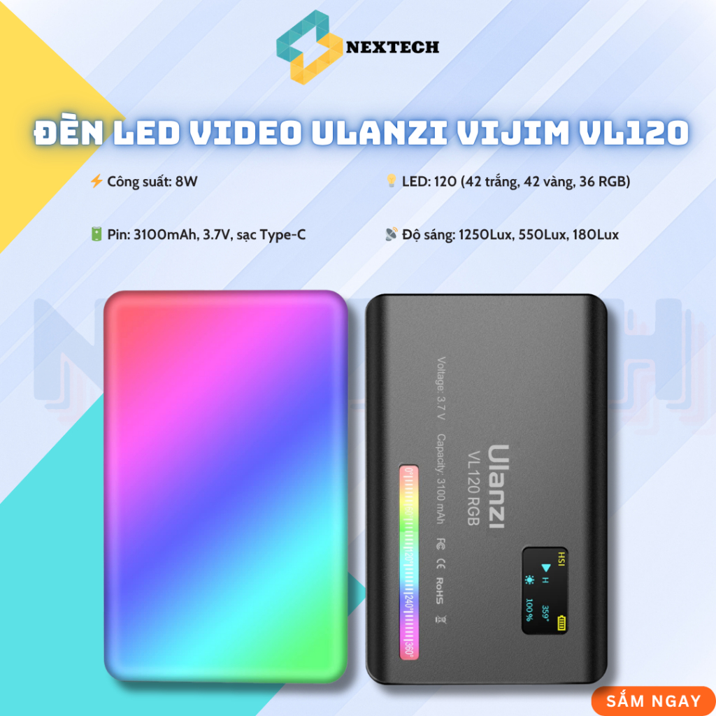 💡 ĐÈN LED VIDEO ULANZI VIJIM VL120 RGB 1250LUX CRI 95+ PIN 3100MAH 📸
