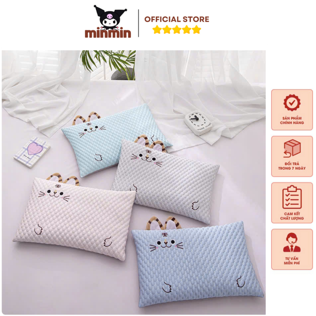 Gối ngủ trẻ em băng lạnh hoạ tiết dễ thương kích thước 30x50cm, Gối điều hoà cho bé thoáng mát thấm 