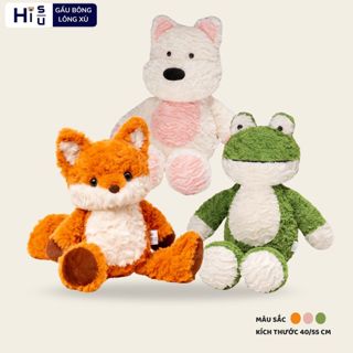 Gấu bông cáo chó ếch lông xù chạy bộ đáng yêu, Gấu nhồi bông động vật lông cừu cao cấp làm quà tặng cho bé