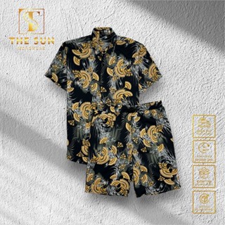 Bộ Quần Áo Lụa Họa Tiết Quạt 2 Màu - Bộ Sơ Mi Lụa TS01, TS04 - Size 50-100kg - Bộ Cuban Shirt Vải Lụa Mát, Chống Nhăn