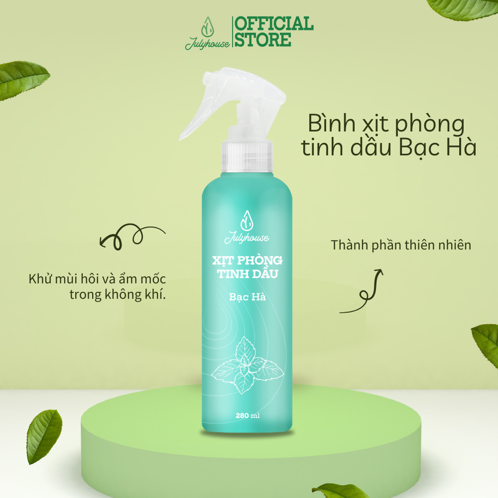 Xịt phòng tinh dầu Bạc Hà Julyhouse 50ml/280ml khử mùi hương thơm the mát