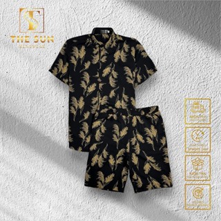 Bộ Quần Áo Lụa Họa Tiết Bông Lau - Bộ Sơ Mi Lụa TS76, TS77 - Size 50-100kg - Bộ Cuban Shirt Vải Lụa Mát, Chống Nhăn Tốt