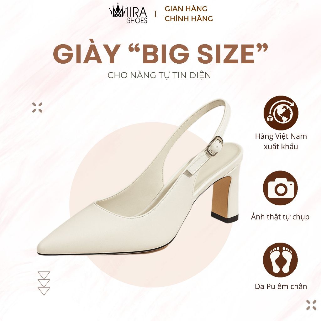 Giày Cao Gót Nữ MIIRA Dáng Slingback Mũi Nhọn, Giày Quai Hậu Cao Gót 5-7cm (tăng1size do phom nhỏ)