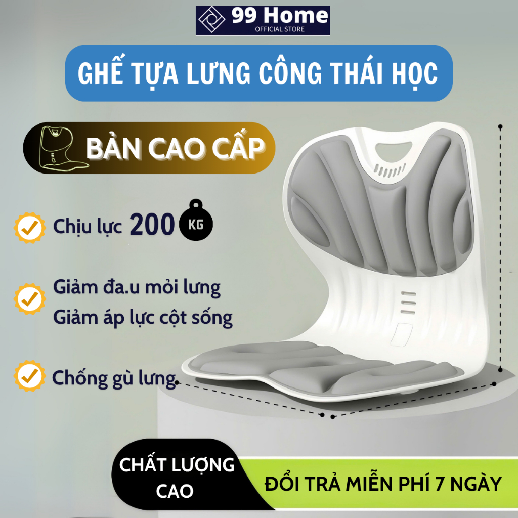 Ghế tựa lưng công thái học CAO CẤP, chỉnh dáng ngồi đúng, giảm đau mỏi lưng, làm thẳng cột sống chống cong vẹo cột sống