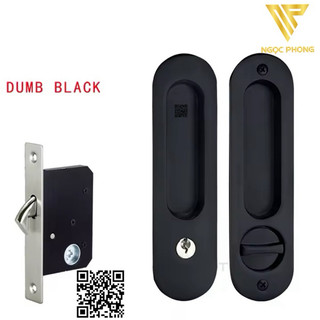 Bộ khoá cửa lùa gỗ màu đen