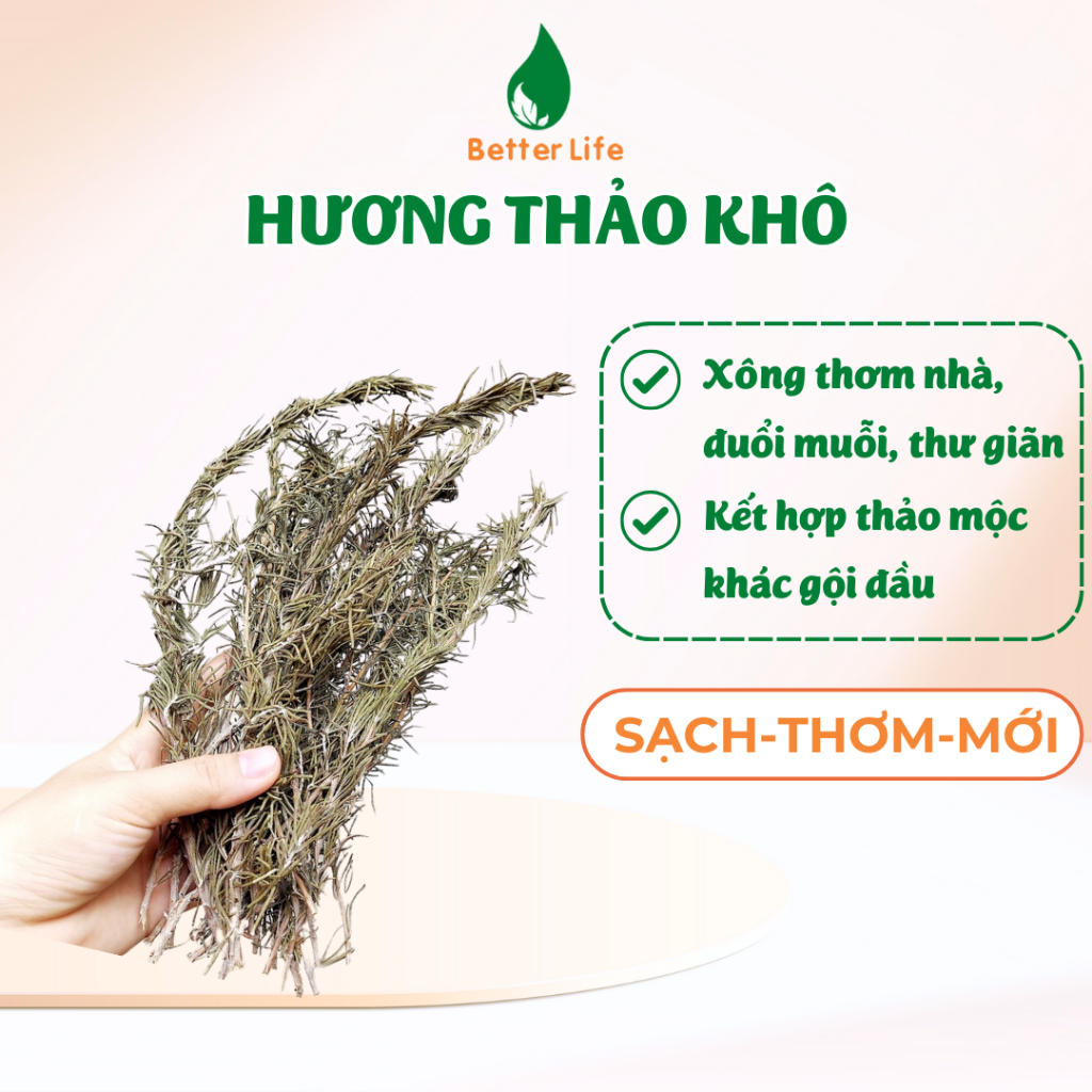 Hương thảo Rosemary sấy khô 100g dạng lá và cành dùng xông thơm nhà, pha trà hoặc nấu ăn