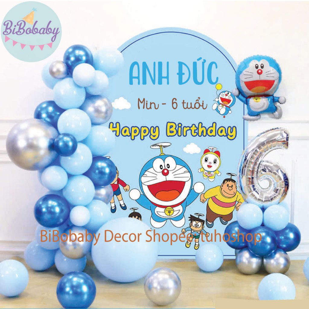 Sét bóng sinh nhật chủ đề Doreamon cho bé trai - BiBobaby Decor